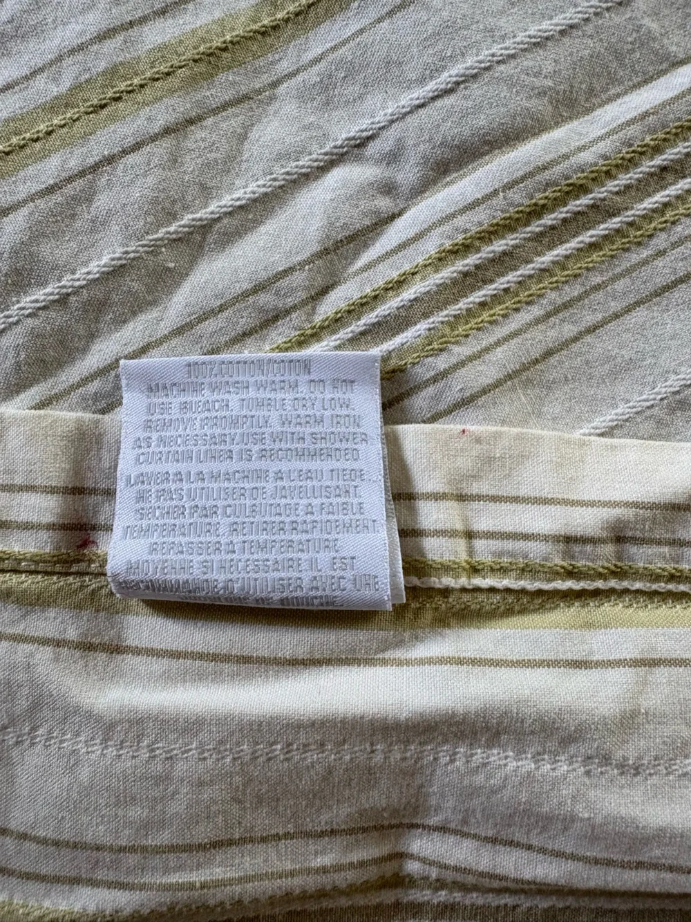 Restoration Hardware Cream and Beige Striped Shower Curtain